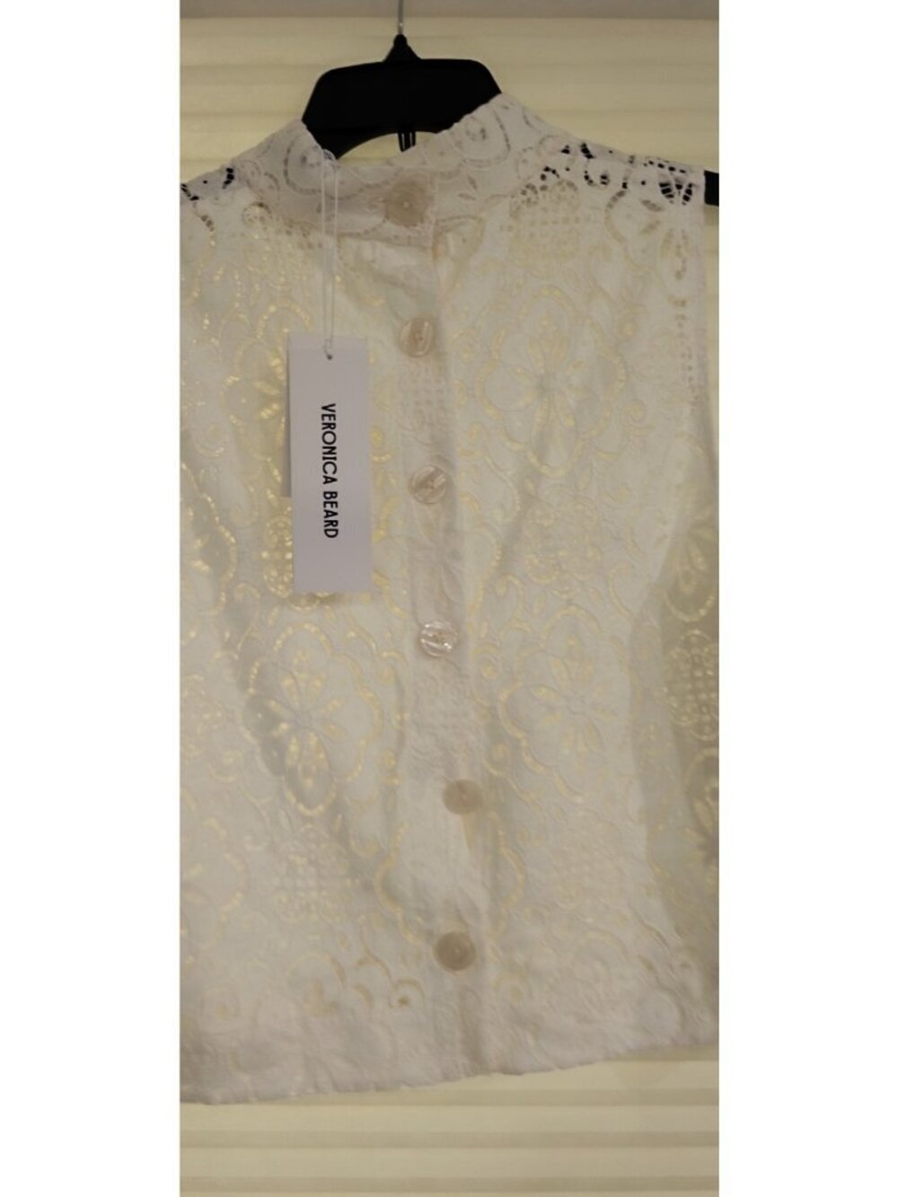 Veronica Beard Katmai Lace Top Size 12 Off White Eyelet Sleeveless Cropped NWT - Picture 10 of 16